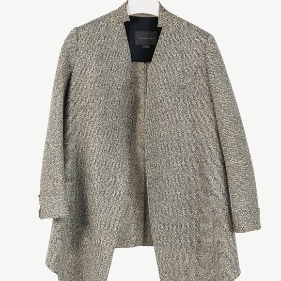 Marie Saint Pierre Grey Tweed Scuba Open-Front Coat - Picture 1 of 9